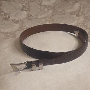 Paul Fredrick Embossed Italian Calfskin Two-Tone Leather Belt Size 36